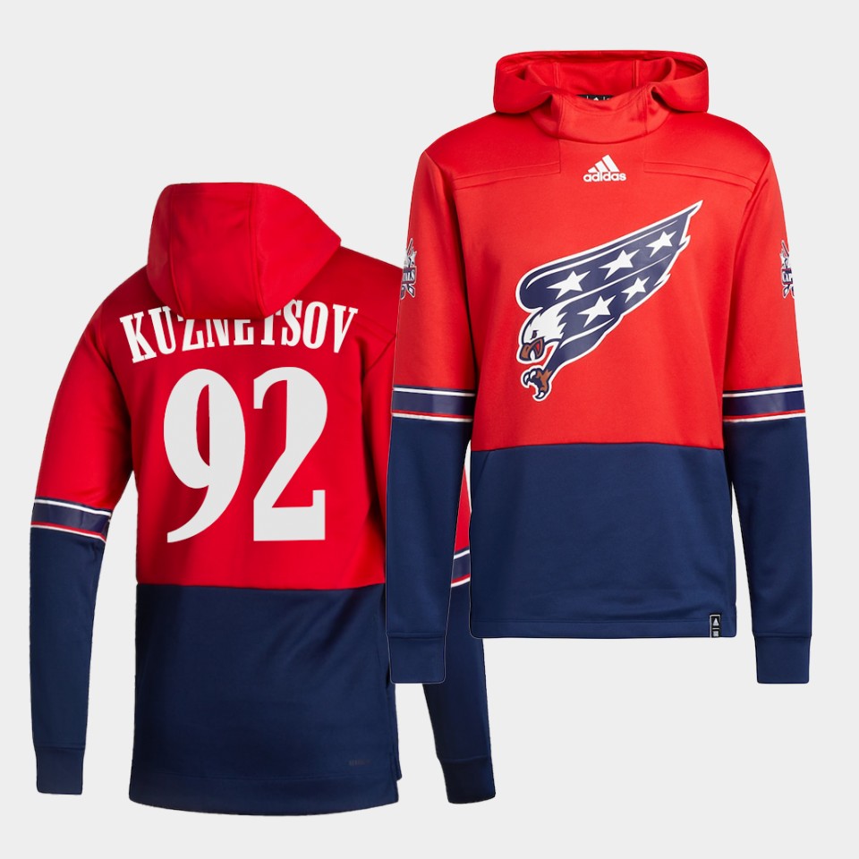 Men Washington Capitals #92 Kuznetsov Red NHL 2021 Adidas Pullover Hoodie Jersey->customized nhl jersey->Custom Jersey